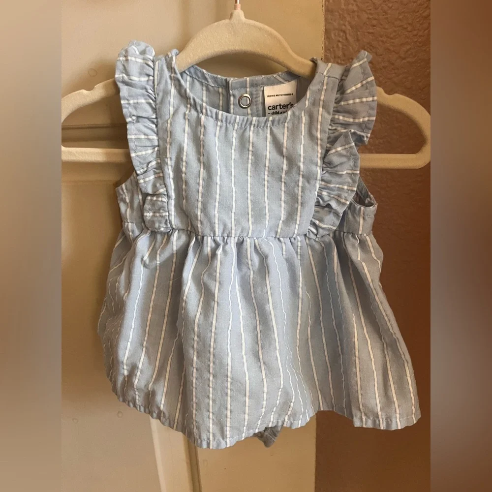 Carter's Blue and White Diaper Covers with Ruffled Details